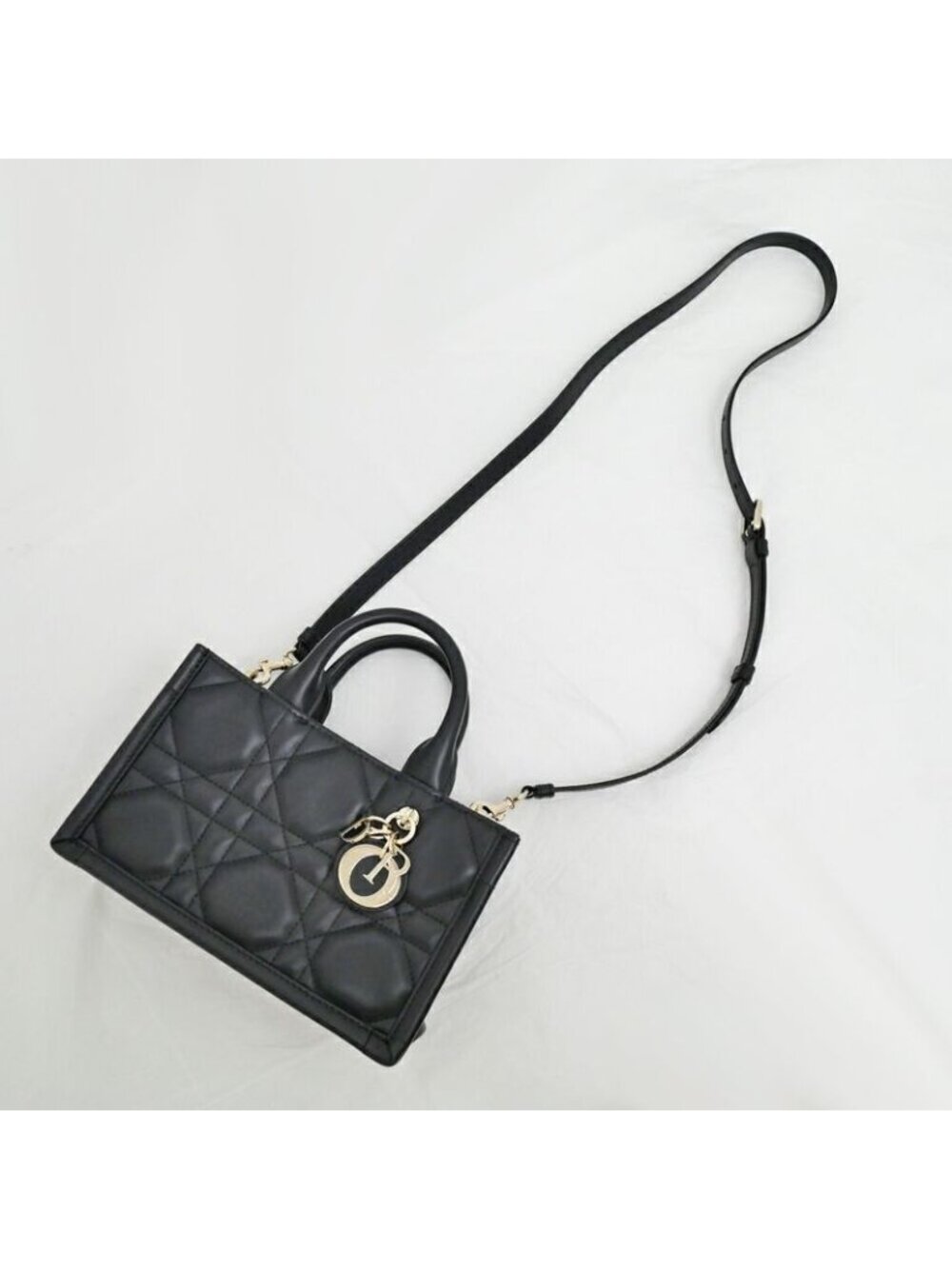 Dior Book Tote Handbag Mini Shoulder Macro Kana Jukafu Black Whp - Picture 9 of 10